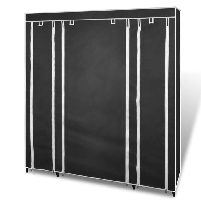 Wardrobe with Compartments and Rods 45x150x176 Cm Black