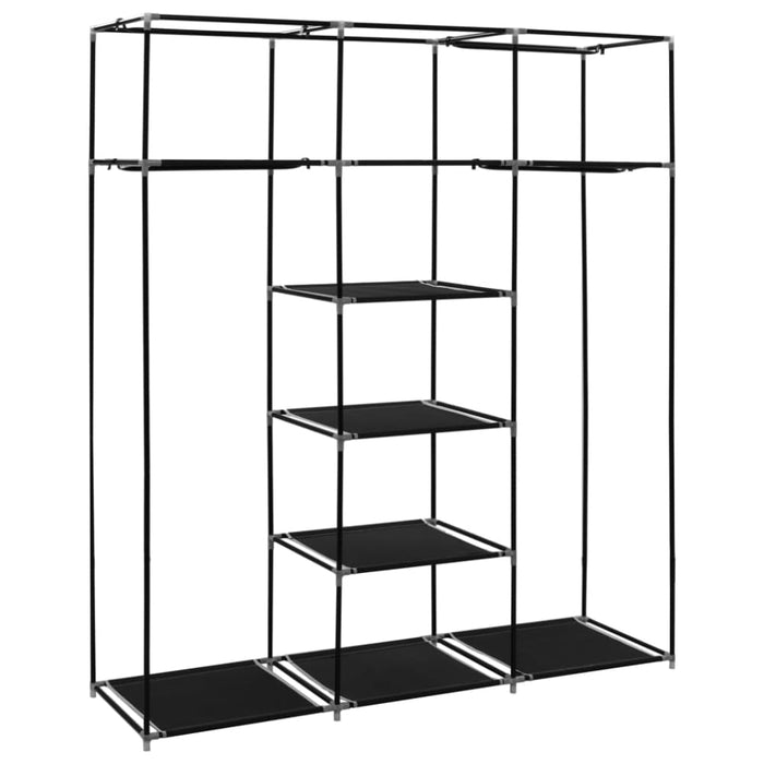 Wardrobe with Compartments and Rods Black 150x45x175 Cm