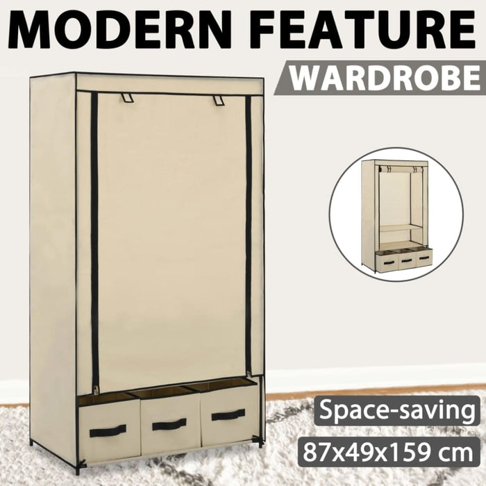 Wardrobe Cream 87x49x159 Cm Fabric Xnxapk