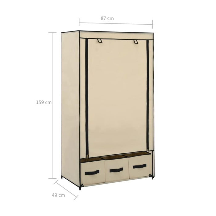 Wardrobe Cream 87x49x159 Cm Fabric Xnxapk