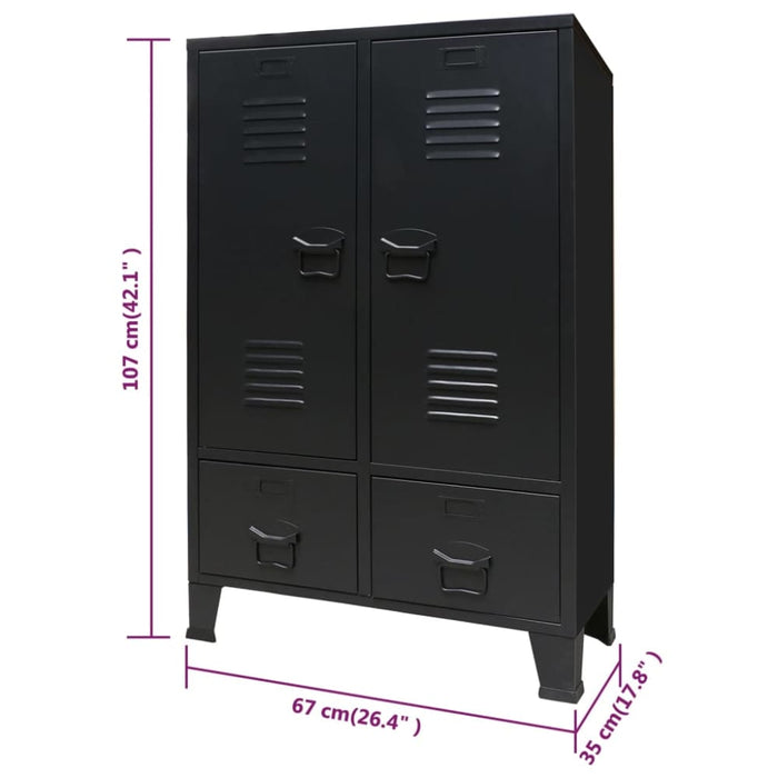 Wardrobe Metal Industrial Style 67x35x107 Cm Black Xapklb