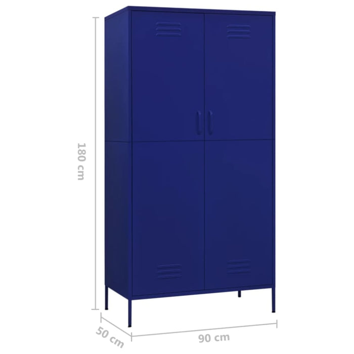 Wardrobe Navy Blue 90x50x180 Cm Steel Ttlxaa