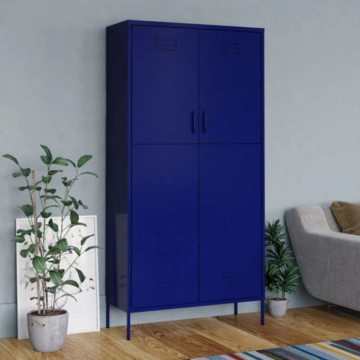 Wardrobe Navy Blue 90x50x180 Cm Steel Ttlxaa