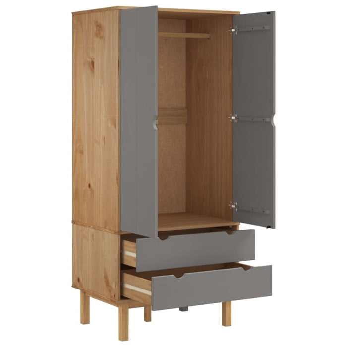 Wardrobe Otta Brown And Grey 76.5x53x172 Cm Solid Wood Pine