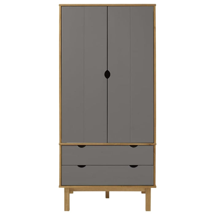 Wardrobe Otta Brown And Grey 76.5x53x172 Cm Solid Wood Pine