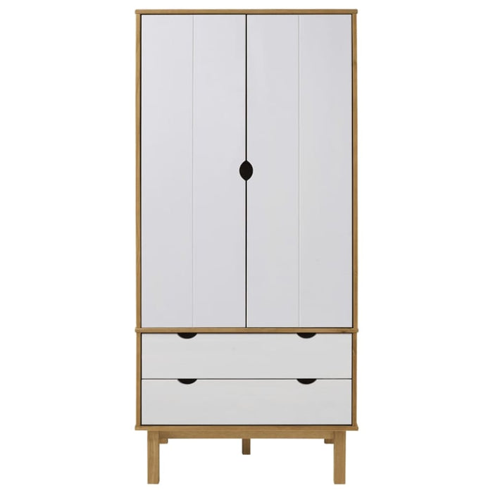 Wardrobe Otta Brown And White 76.5x53x172 Cm Solid Wood