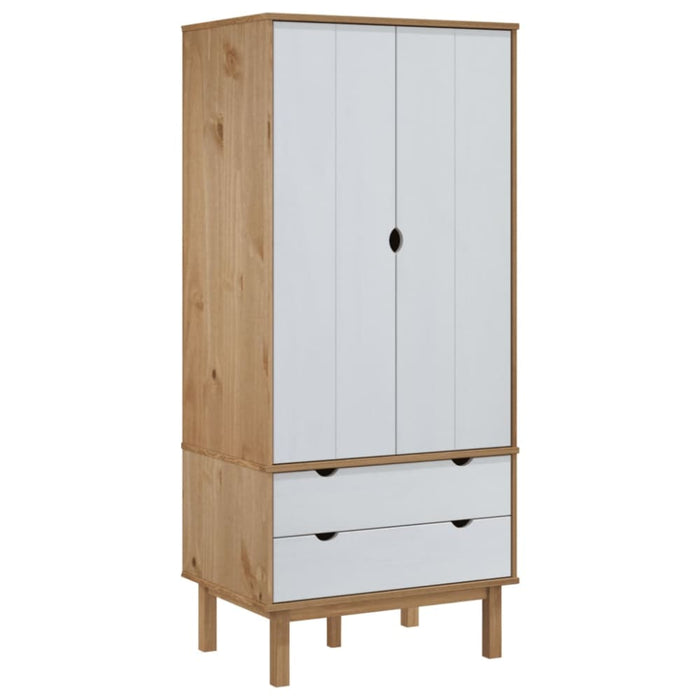 Wardrobe Otta Brown And White 76.5x53x172 Cm Solid Wood