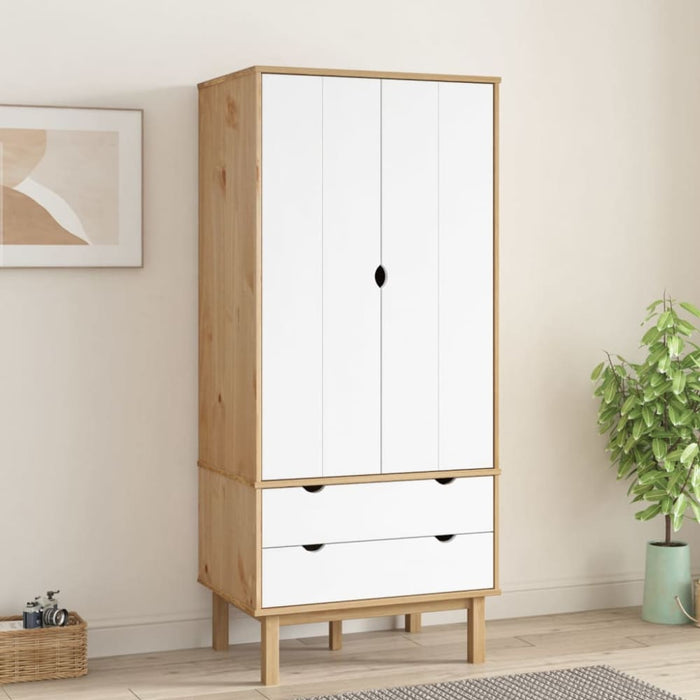 Wardrobe Otta Brown And White 76.5x53x172 Cm Solid Wood