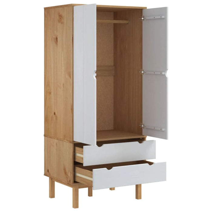 Wardrobe Otta Brown And White 76.5x53x172 Cm Solid Wood
