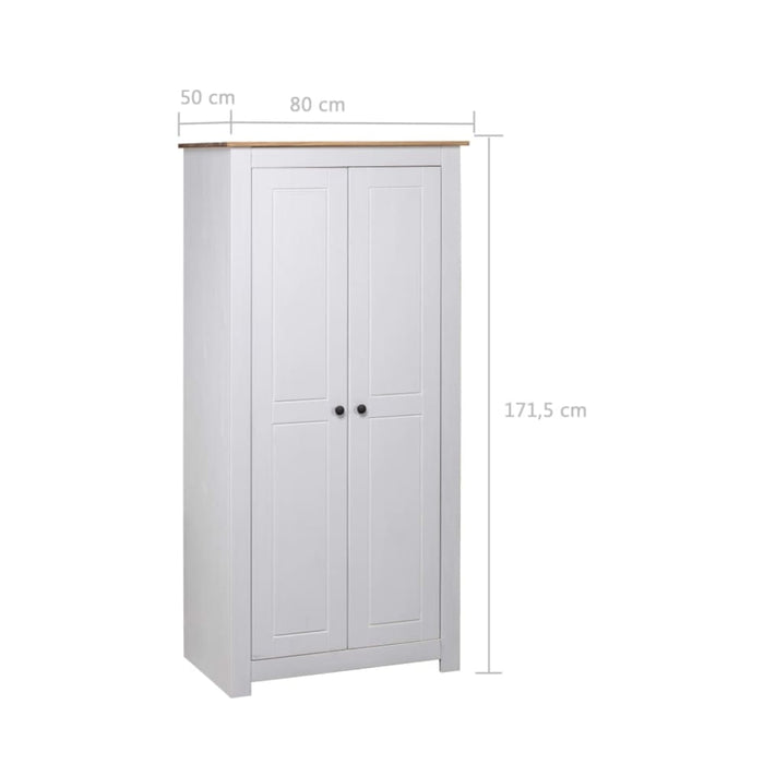 Wardrobe White 80x50x171.5 Cm Solid Pine Panama Range Xnxlll