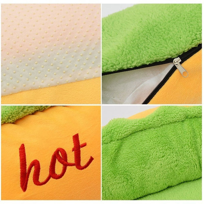 Warm Removable Soft Elastic Lounger Hot Dog Bed for Small