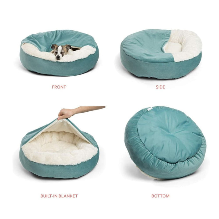 Warm Waterproof Dirt Resistant Dog Bed with Hooded Blanket