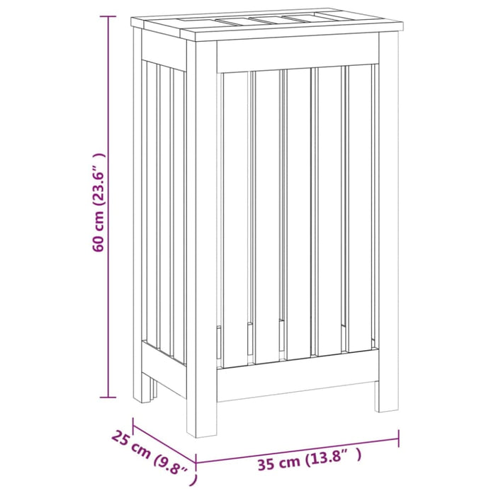 Wash Bin 35x25x60 Cm Solid Wood Teak Tabipn