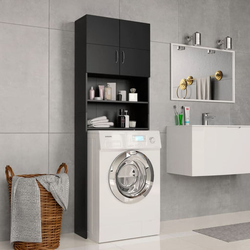 Washing Machine Cabinet Black 64x25.5x190 Cm Engineered