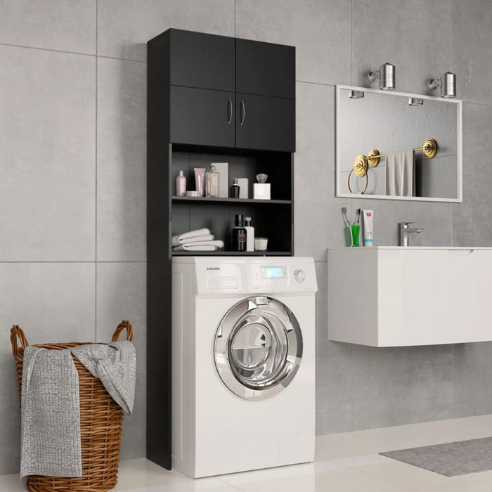 Washing Machine Cabinet Black 64x25.5x190 Cm Engineered