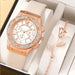 Watches Set Rhinestone Women Fashion Elegant Wristwatch