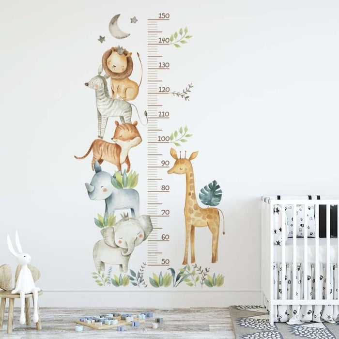 Watercolour Animals Height Chart Wall Stickers