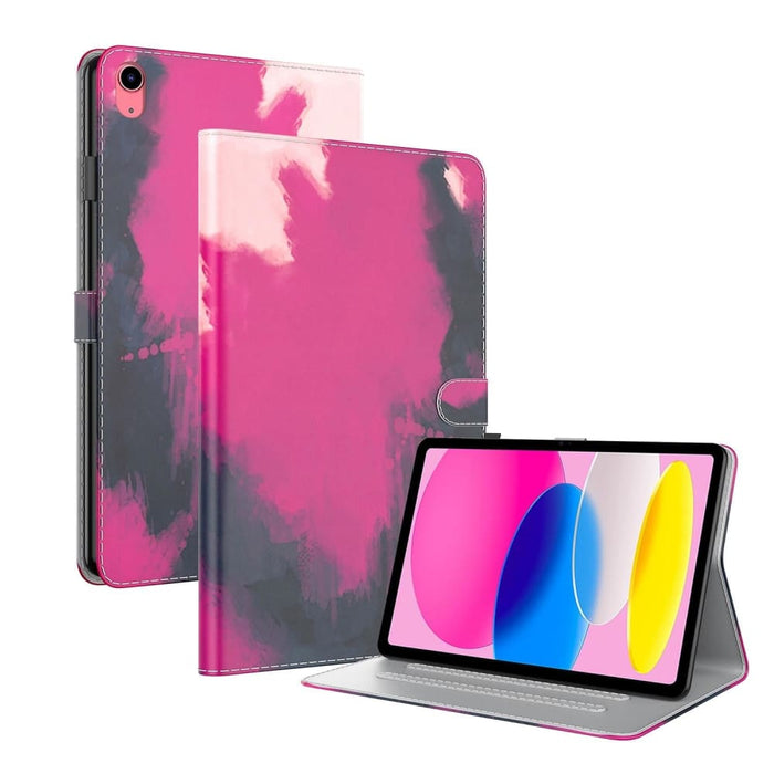 Watercolour Pattern Flip Leather Tablet Case Berry Colour