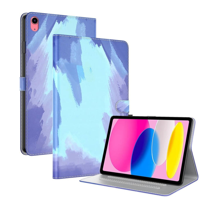 Watercolour Pattern Flip Leather Tablet Case Berry Colour