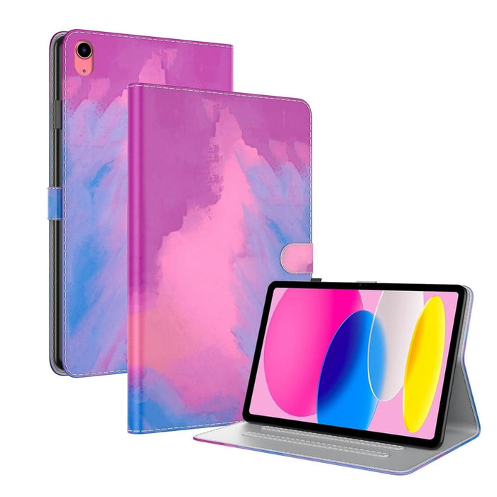 Watercolour Pattern Flip Leather Tablet Case Berry Colour