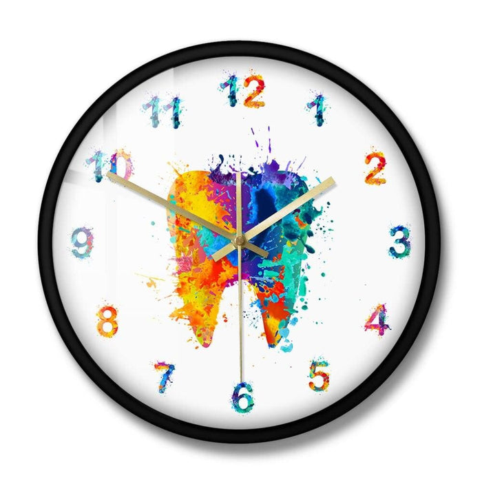 Watercolour Tooth Painting Print Wall Clock Medical Dental