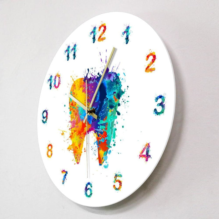Watercolour Tooth Painting Print Wall Clock Medical Dental