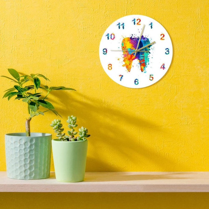 Watercolour Tooth Painting Print Wall Clock Medical Dental