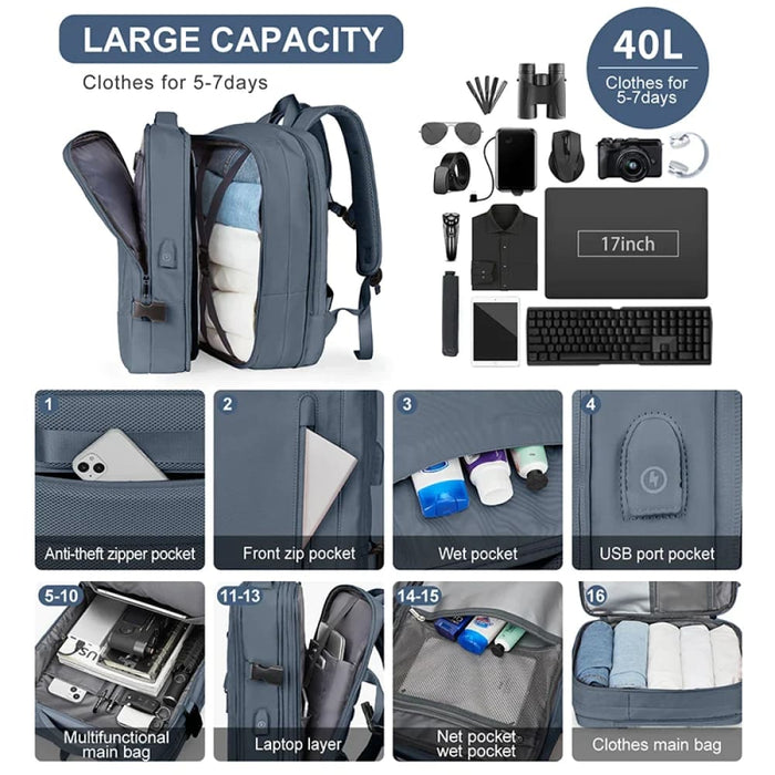 Waterproof 40l Travel Backpack