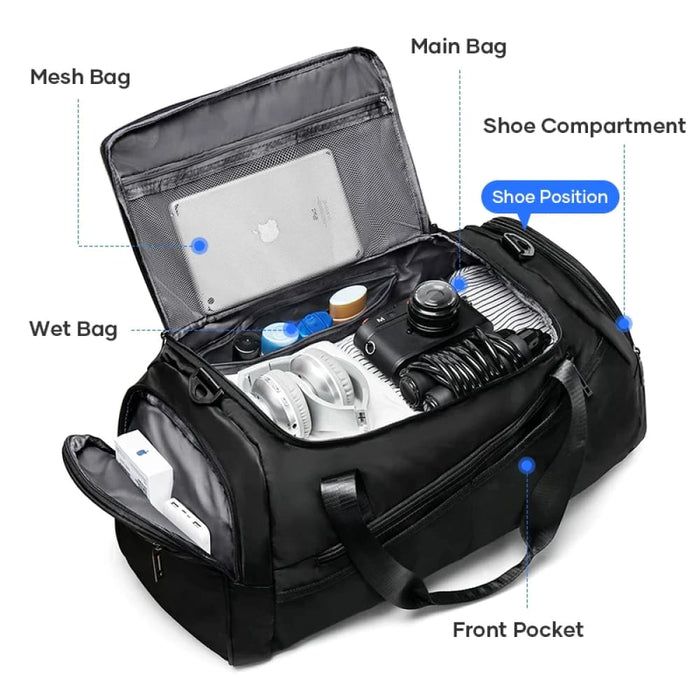 Waterproof Gym Duffel Bag with Wet Pocket Shoe Compartment
