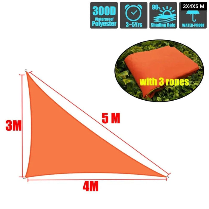 Waterproof Orange Sun Shade Sail for Outdoor Garden