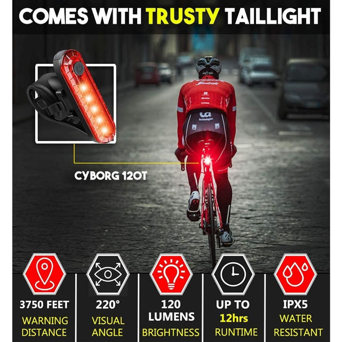 Waterproof Rechargeable Led Bike Lights Set (2000mah