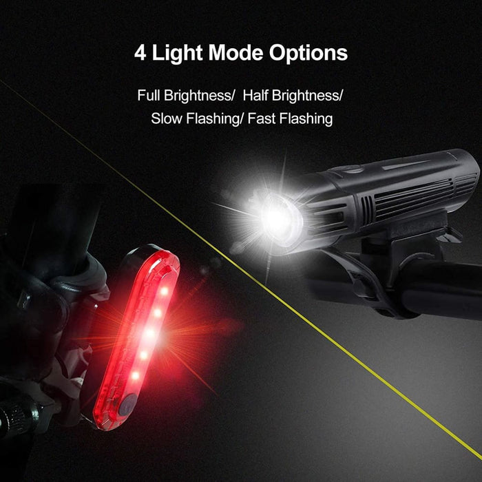 Waterproof Rechargeable Led Bike Lights Set (2000mah