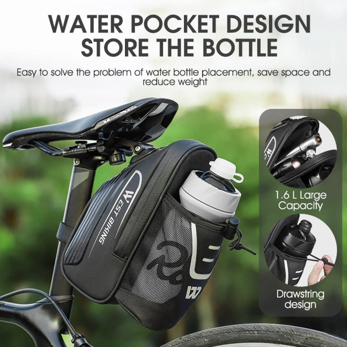 Waterproof Saddle Bag With Water Bottle Pocket