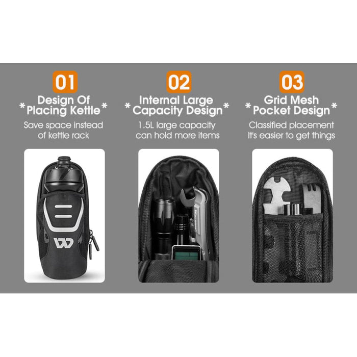 Waterproof Saddle Bag with Water Bottle Pocket