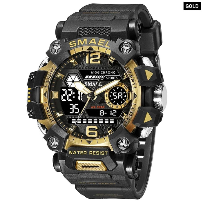Men 50m Waterproof Sports Military Digital 8072 Dual
