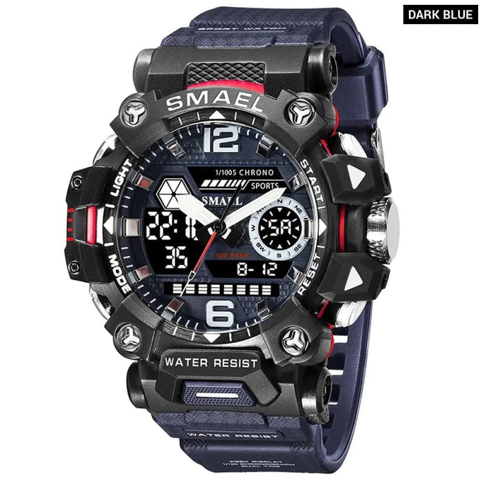 Men 50m Waterproof Sports Military Digital 8072 Dual