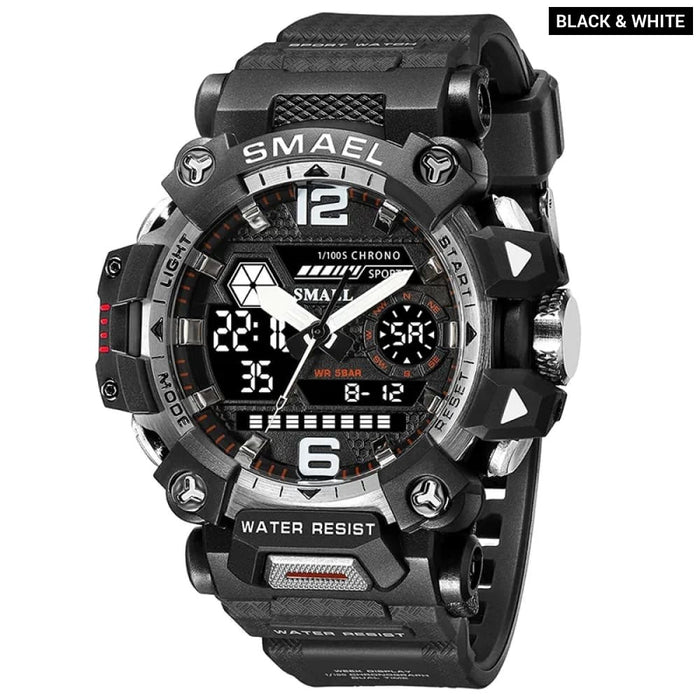 Men 50m Waterproof Sports Military Digital 8072 Dual