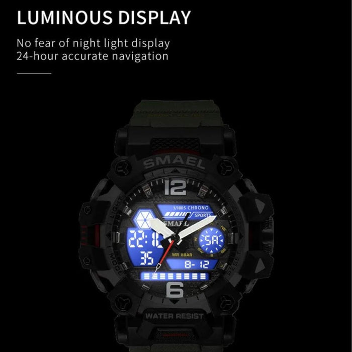 Men 50m Waterproof Sports Military Digital 8072 Dual