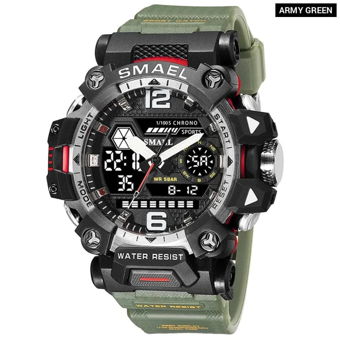 Men 50m Waterproof Sports Military Digital 8072 Dual