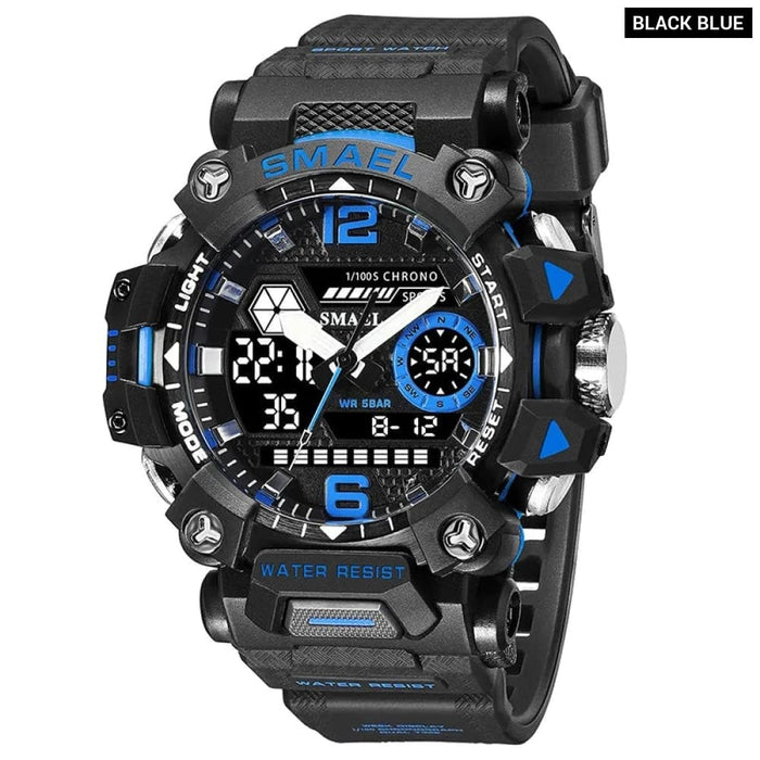 Men 50m Waterproof Sports Military Digital 8072 Dual