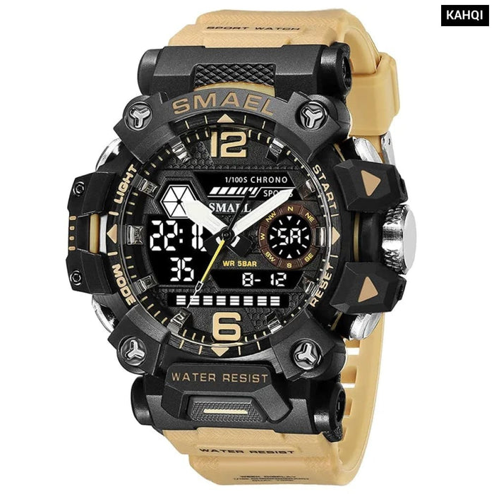 Men 50m Waterproof Sports Military Digital 8072 Dual