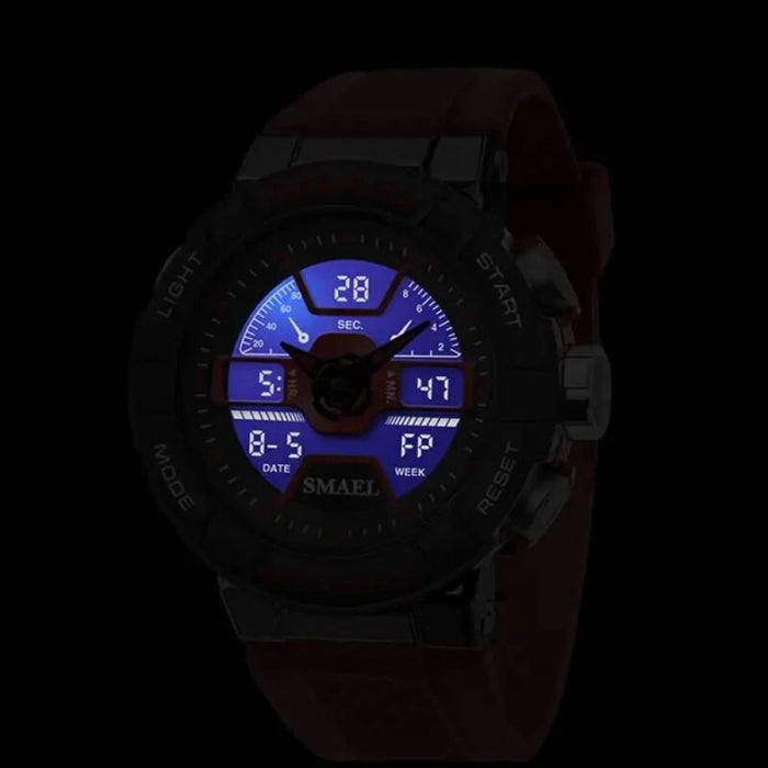 Men 50m Waterproof Sports Quartz Watch Led Back Light 8067