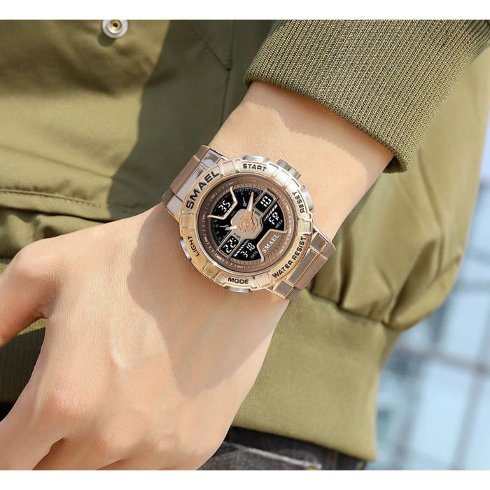 Men 50m Waterproof Sports Quartz Watch Led Back Light 8067