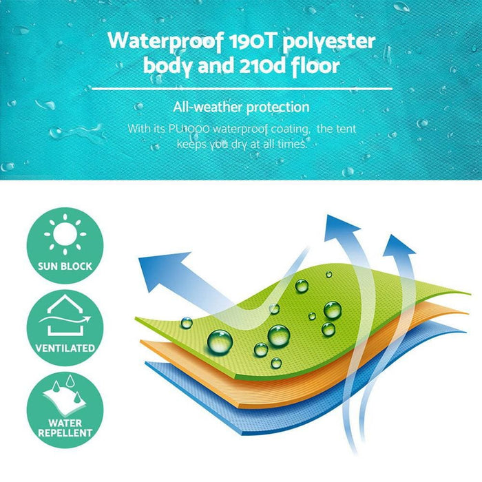 Weisshorn Pop Up Beach Tent Camping Hiking 3 Person Sun