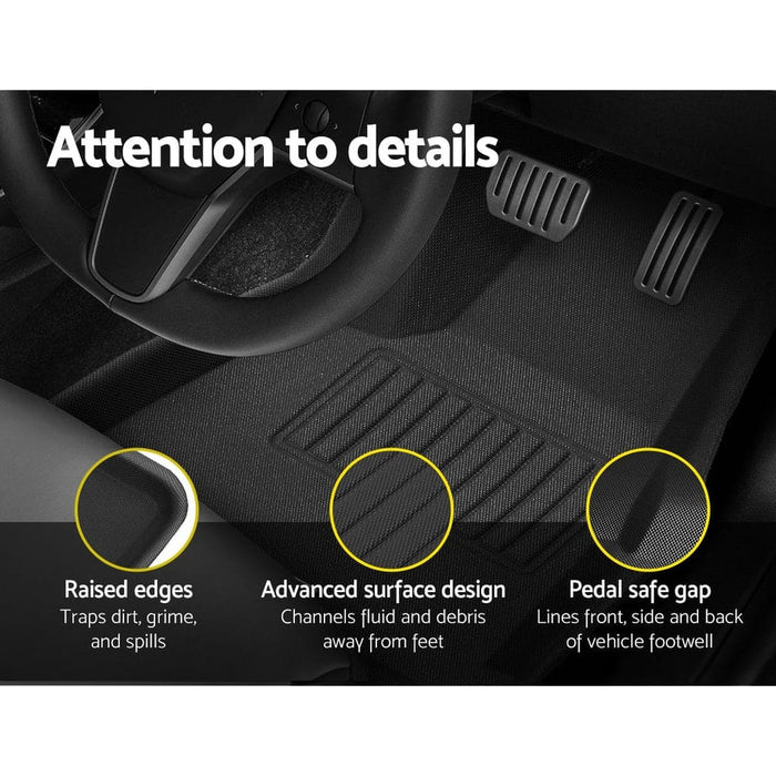 Weisshorn Car Rubber Floor Mats Front and Rear Fits Tesla