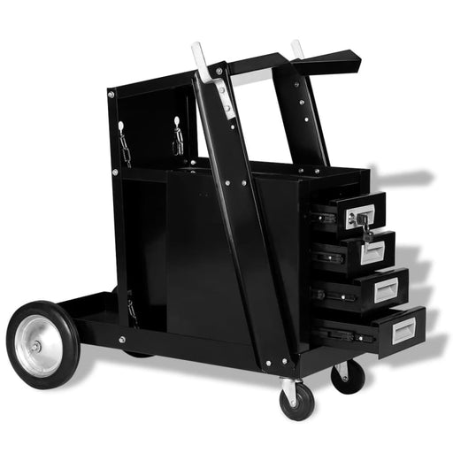 Welding Cart with 4 Drawers Black Oaxtlt