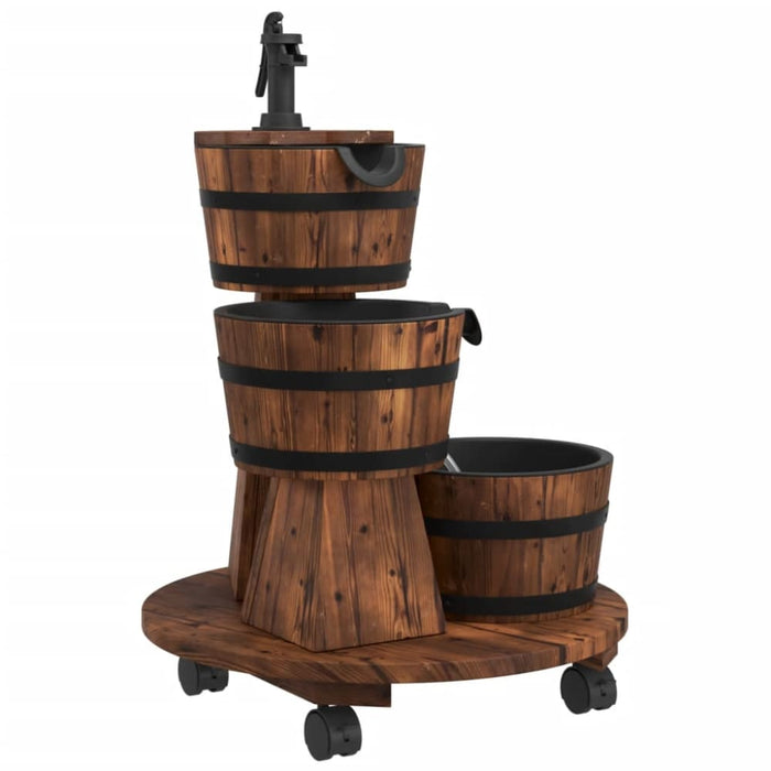Wheeled Water Fountain With Pump 55x55x80 Cm Solid Wood Fir