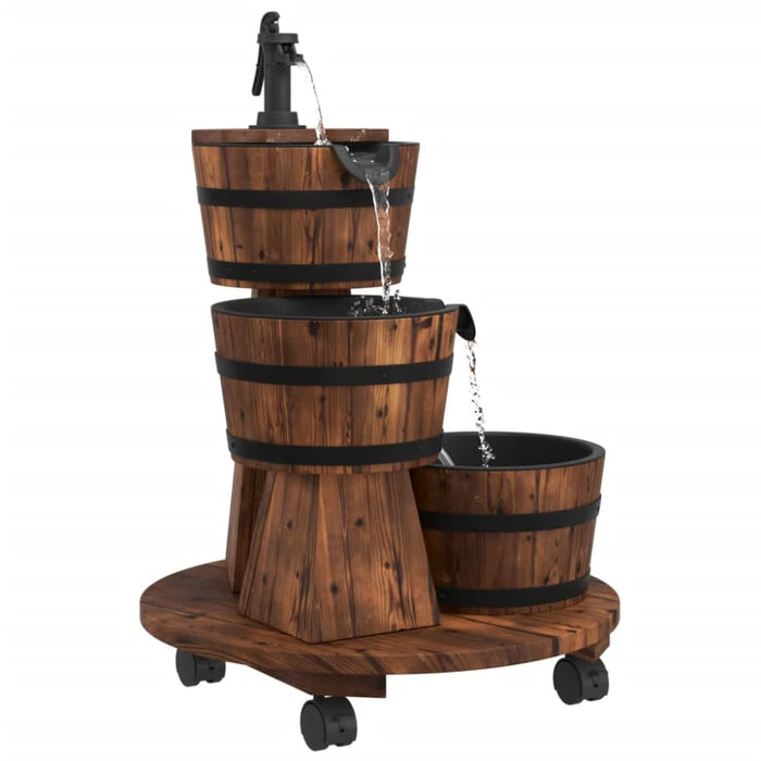 Wheeled Water Fountain with Pump 55x55x80 Cm Solid Wood Fir