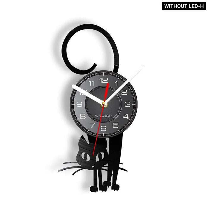 Whimsical Cat Vinyl Record Wall Clock