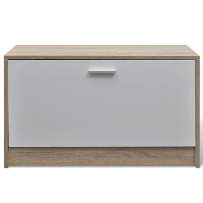 Oak and White 3-in-1 Wooden Shoe Cabinet Set Xaoxal